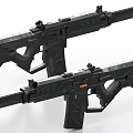 Modern Black Tactical Rifles With Futuristic Ergonomic Design And Dual Models