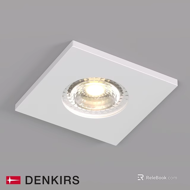 Recessed Downlight Spotlight With White Square Base And Round Bright Illumination 3d model 