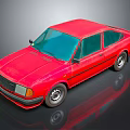 Vintage Red Two Door Car With Shiny Exterior And Dark Background Reflection