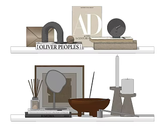 Modern Ornaments Combination Jewelry Ornaments Combination Books Makeup Mirror 3d model