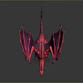 Highly Detailed Red Dragon Sculpture with Textured Wings and Dynamic Pose
