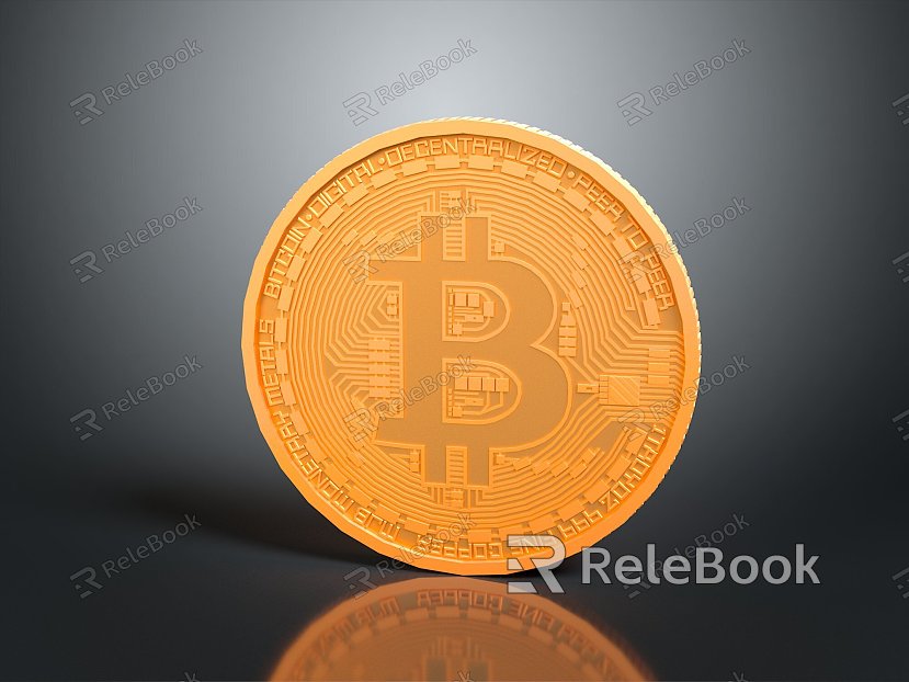 Modern Gold Bitcoin Silver Coins model