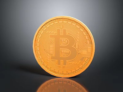 Bitcoin Inspired Gold Jewelry Pendant With B Logo And Circuit Design 3d model