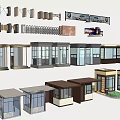 Various Architectural Structure Designs With Security Booths Glass Canopies And Metal Railings