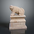 Detailed Traditional Stone Lion Statue Placed On Carved Multi tiered Pedestal