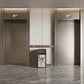 Elegant Modern Elevator Corridor Interior Design With Polished Marble Floor And Two Sleek Elevator Doors