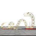 Illuminated Snake Shaped Art Installation With Firework Like Lights Against Dark Background 3d model