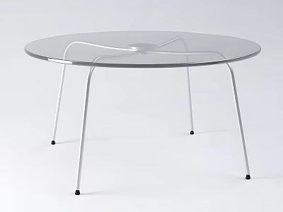Modern Transparent Glass Round Table With Sleek Metal Legs Design 3d model