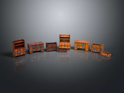 Vintage Wooden Storage Furniture Collection With Various Styles And Metal Accents 3d model