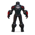 Futuristic Armored Character In Black Red Armor With Mechanical Design Details