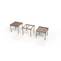 Modern Three Square Metal Outdoor Furniture Tables with Grid Tabletop and Slender Legs