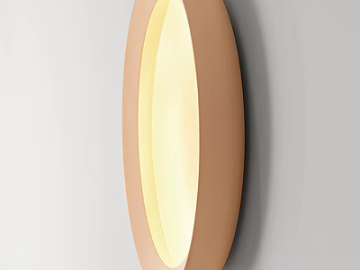 Modern Beige Oval Wall Lamp Mounted on Wall with Soft Warm Glow 3d model