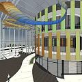 Modern Sales Office Interior With Spiral Decoration Large Glass Windows Open Space And Staircase