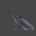 Low Poly Shark 3D Model Featuring Geometric Design And Open Mouth