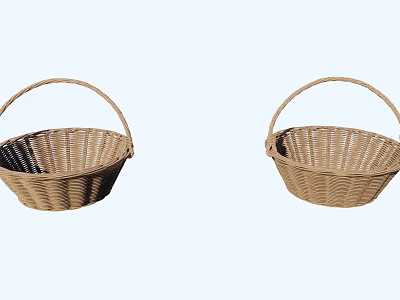 Light Brown Wicker Baskets With Sturdy Handles For Daily Necessities Storage 3d model