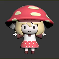 Cute Game Movie Character With Pink Mushroom Hat White Spots Blonde Hair And Red Shoes