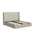 Modern Simple Double Bed With Vertical Panel Headboard And Light Colored Frame 3d model