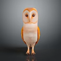 Orange And White Owl Realistic Sculpture With Detailed Features Standing On Grey Background