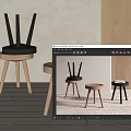 Modern Stool Low Stool 3d model