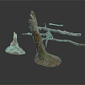 Natural Weathered Tree Stumps With Branches And Exposed Roots As Decorative Plant Elements