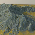 Gray Rocky Mountain Range With Yellow Slopes In Natural Scenic Landscape