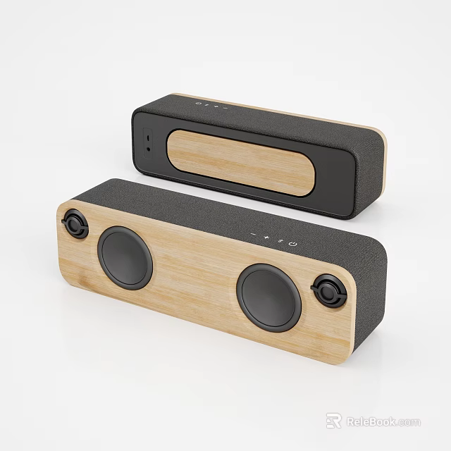 Modern Portable Wireless Bluetooth Speakers With Wooden Design And Black Accents 3d model 