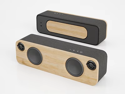 Modern Portable Wireless Bluetooth Speakers With Wooden Design And Black Accents 3d model