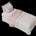 Cozy Children's Bed With White Sheets Pink Blanket And Decorative Pillows