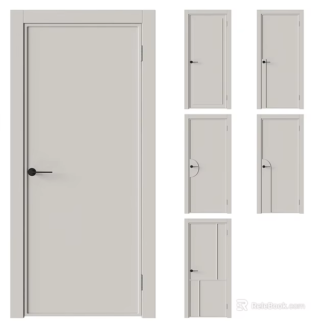 Modern Swing Door Designs with Various Handle Styles and Panel Options 3d model
