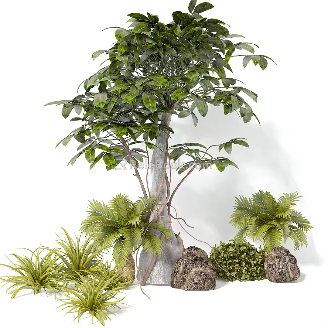modern shrub assemblage 3d model