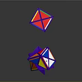 Two Colorful Rubik's Cubes With Different States Multicolored Faces And Geometric Patterns