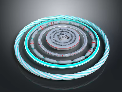 Natural Concentric Rings With Blue White Stripes And Intricate Central Pattern 3d model