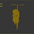 Cartoon Orange Creature Standing With Backpack And Yellow Helicopter Rotor On Head