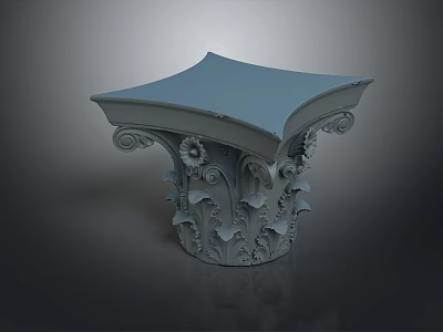 Scenic View Of Classical Architectural Capital With Intricate Carvings And Blue Top 3d model