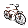 Vintage Brown Bicycle With Curved Frame Red Seat And Curved Handlebars