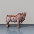 Hand Carved Painted Ox Sculpture With Decorative Patterns On Smooth Reflective Surface 3d model