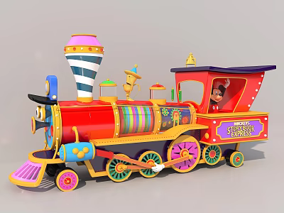 Colorful Electric Toy Train with Cartoon Design Fantasy Express for Kids Play 3d model