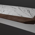 Modern Rectangular Tea Table With White Marble Top And Dark Wooden Frame