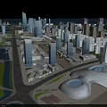 Modern Tall Residential Buildings in Urban Landscape with River and Green Spaces