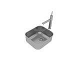 Modern Stainless Steel Kitchen Sink With Single Bowl Square Design And Faucet