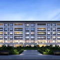 modern residential building multi-storey residence 3d model