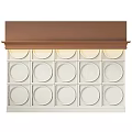 Elegant Wall Design With Brown Decorative Trim White Grid And Circular Elements With Soft Lighting 3d model