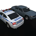 White NYPD Police Car Sedan With Red Blue Emergency Lights And POLICE Markings