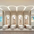 Modern Elegant Beauty Hair Salon Interior With Styling Stations Mirrors And Product Racks