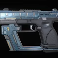 Futuristic Sci Fi Pistol With Blue Black Design And Detailed Modern Components