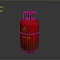 Red Central Gas Cylinder With Flame Logo And Rustic Metallic Finish