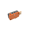 Micro Switch Orange And Black Plastic Housing With Metal Pins And Round Button