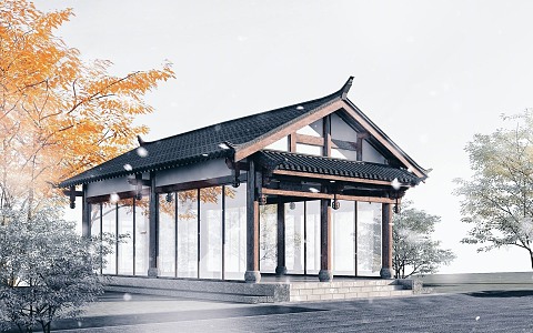 New Chinese Style Ancient Building Ancient Building Langfang 3d model