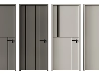 Modern Swing Doors with Various Vertical Panel Designs and Neutral Colors 3d model