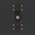 Wooden Utility Pole Structure With Crossarms And Climbing Steps For Outdoor Use